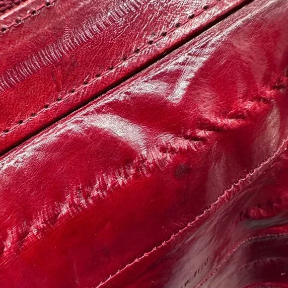Vintage Red Purse Eel Skin Shoulder Bag Lee Sands Korea 1970s Retro Fashion - Picture 11 of 15